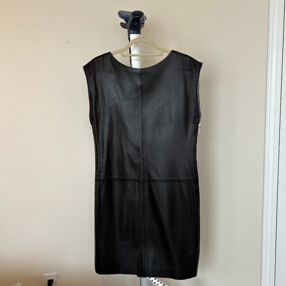 Escada Lamb Leather Mini Dress Size Size Medium/DE 38/US 8 - 10 - Picture 2 of 13